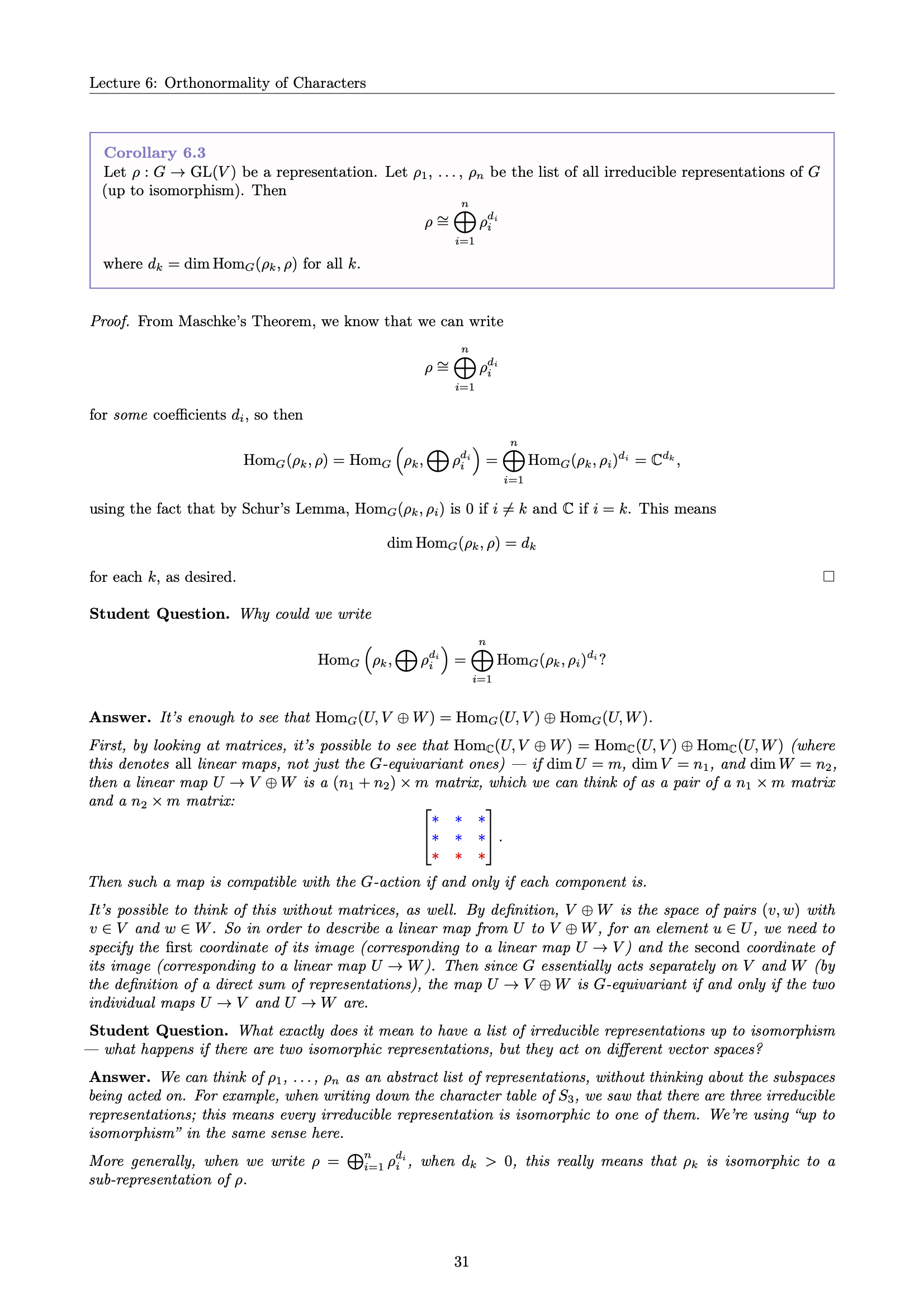 Example Q/A from lecture in the notes.